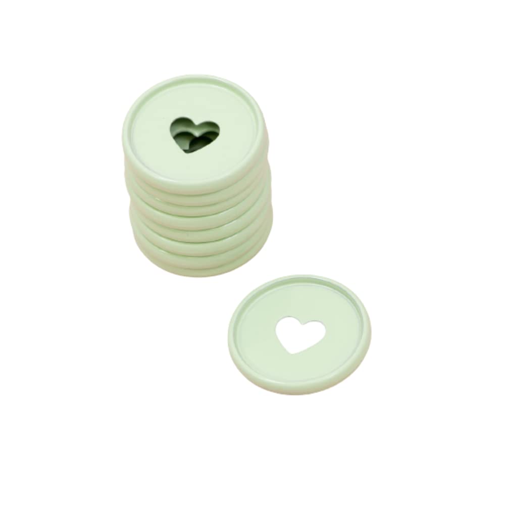 Craftelier - Metallic M Disc Rings with Heart Cut Out for Scrapbooking Binding and Other Crafts for Planners, Agendas, Notebooks or Albums | Pack of 9 pcs of 35 mm - Colour Mint Green