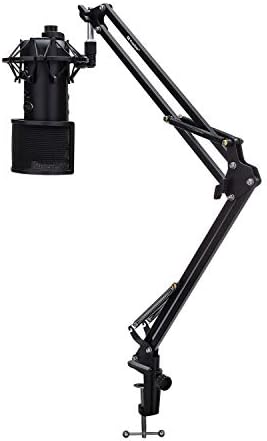 Blue Microphones Yeti (Blackout) Multi-Sample USB Mic Bundle with Knox Gear Suspension Heavy Increase Scissor Arm Mic Stand, Pop Filter for Recording/Streaming Microphones, & Shockmount (4 Gadgets)