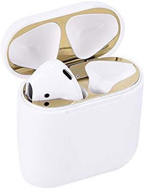 Dust Guard for AirPods, Anti-Scratches Dustproof Metal Adhesive Guard Cover Sticker Protector for Airpods(2SETS) (Gold)