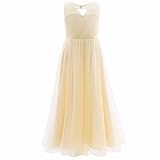 FEESHOW Big Girls Flower Junior Bridesmaid Wedding Gown Party Pageant Tulle Dress