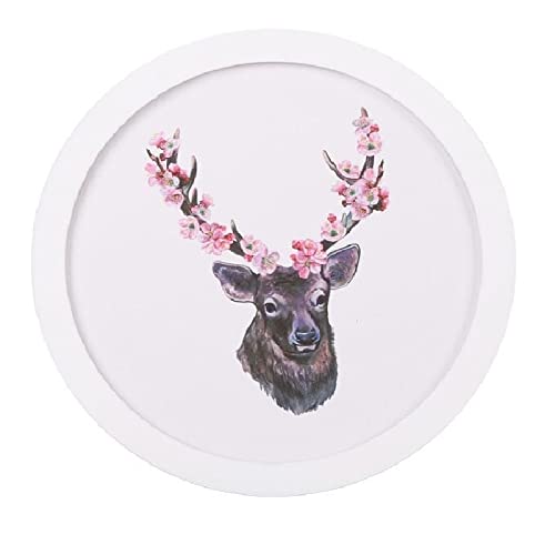 RAYLINEDO Round Picture Frame - Wall Hanging Photo Frame for Living Room Decor - White, 6 inch