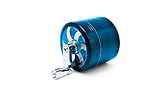 Plixio 4 Piece 2” Herb Grinder Tobacco, Spice, Herb, Weed Grinder with Handle, Pollen Catcher and Scraper- Zinc Alloy (Blue) ()