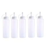 niceEshop(TM) 5 Pack Plastic Squeeze Bottles with Caps,8 Oz,Best Dispensers for Home & Restaurant Ketchup, Mustard, Mayo, Dressings, Olive Oil, BBQ Sauce- BPA Free