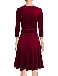 Vestido de control de barriga cruzado y ajustado con manga 3 4 y manga acampanada WOOSEA para mujer