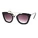 Womens Squared Double Metal Bridge Thick Plastic Cat Eye Sunglasses Black