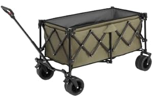 Heavy-Duty Collapsible Wagon Cart with All-Terrain Wheels, 220LBS Capacity & 300L Volume in Army Green