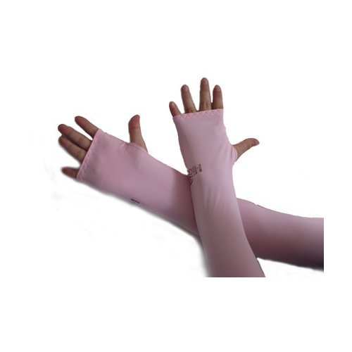 AUCH 4 Pairs Dul-purpose Sun Protection Cooler Fingerless Arm Sleeves Cover for Bike/Hiking/Golf/Cycling/Fishing/Driving/Jogging/Claiming (Black,White,Pink&Light Blue Color)
