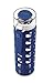 Ello Syndicate Glass Water Bottle with One-Touch Flip Lid and Protective Silicone Sleeve and Carry Loop, BPA Free, Dishwasher Safe, Blue Tide, 20oz