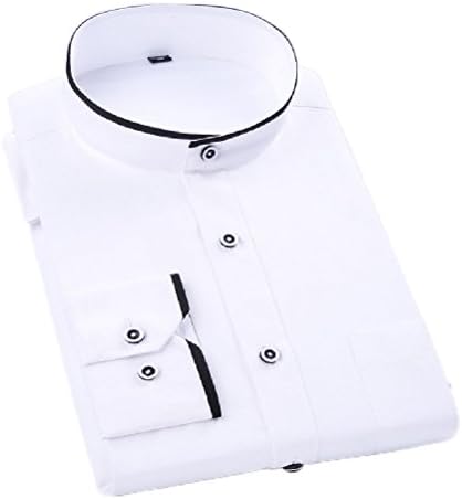 Collar Mens Business Formal Shirt Men Color Shirt White / Black