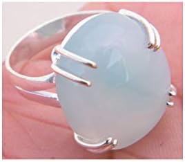 Blue Onyx Ring, Silver Plated Ring, Statement Ring, Handmade Designer Ring (Ring Size - 9.25 USA) AH-12859