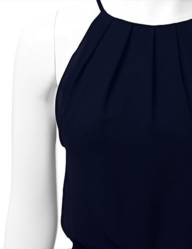 DRESSIS Womens Double Layered Chiffon Mini Tank Dress Navy 2XL