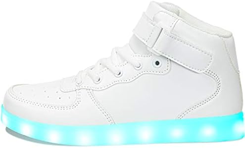 Aptesol Kids Youth Led Light Up Sneakers Unisex Boys Girls High Tops Cute Cool Flashing Shoes Halloween Xmas School Birthday Party Dancing Shoes White 8 Toddler Amazon Ae