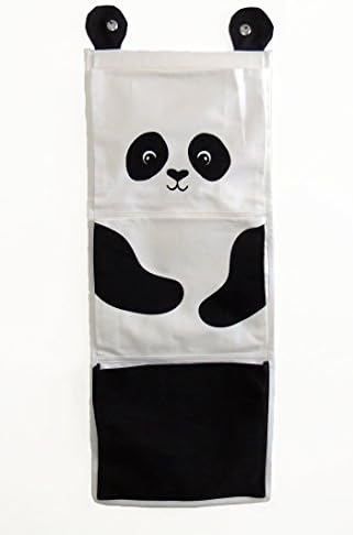 3-Pocket Canvas Wall Hanging Organizer, Space Saver for Kids Room with Cute Panda Print, 35.5x13.5 Inches, for Nursery/Bath/Playroom/College Dorm/Toy Storage/Toiletries/Socks/Accessories