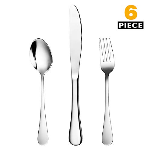 Silverware Set 6 Piece Cutlery Set Serve for 2, Healthy Flatware Set