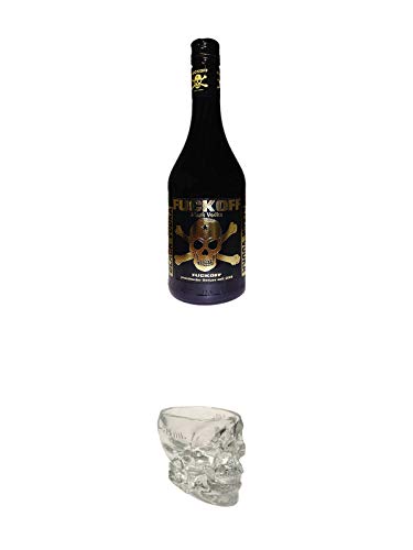 Fuckoff Off Vodka black 0,7 + Wodka Totenkopf aus Glas 1 Stück 29 ml