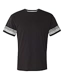 Champion Men's Authentic Originals Tri-Blend Short Sleeve Varsity Tee, Black Stripe, Medium
