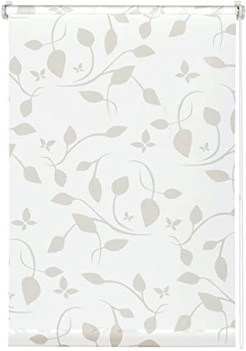 GARDINIA EASYFIX Decorative Scandinavian Roller Blind No Drilling Required for Gluing or Clamping Opaque Translucent White/Natural 50 x 180 cm