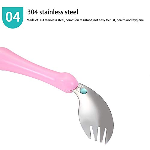 First Training Self Feed Baby Utensils Stainless Steel Dinner Spoon and