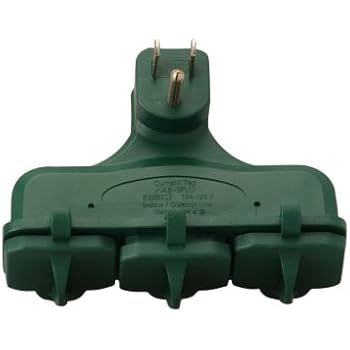 Woods 13270 Outdoor Rated 3 Outlet Covered Adapter, Green