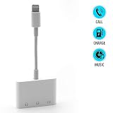 Lighting to 3.5mm Headphone Jack Adapter (3 in 1) AUX Dual Audio and Charging Support for iPhone Xs/XS Max/XR/X / 7/7 Plus / 8/8 Plus, iPad, iPod (iOS 11, 12) | Fast, Adaptive Charging | White