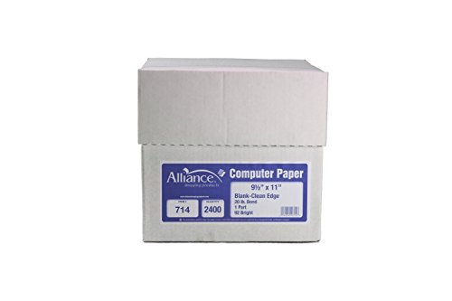 Alliance Continuous Computer Paper, 9.5 x 11, Blank Clean Perforated Edge 1-Part, 92 Bright, 20 lb, Made In The USA... (2,400 Sheets)