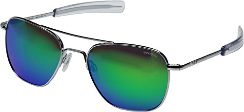 Randolph unisex aviator 55mm bright chrome/glass green …