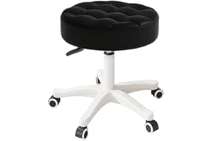 HDHNBA Small Chair Round Rolling Stool with Wheels PU Leather Height Adjustable Swivel Drafting Work SPA Salon Stools Home Office Chair