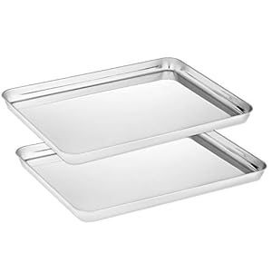 Velaze Roestvrijstalen Bakplaat, 2 Stuks Genoise Bakplaat, Chemicaliënvrije Braad- en Bakvorm – 40 x 30 cm