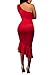 Common Women Elegant Single Shoulder Ruffle Mermaid Midi Dress
