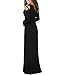 Mixfeer Womens Plain Maxi Dress Strappy Cold Shoulder Long Sleeve Dress Floor Length Dress with Pockets Black