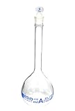 250ml ASTM Volumetric Flask w/ Glass Stopper - Class A - Blue Graduation - Eisco Labs