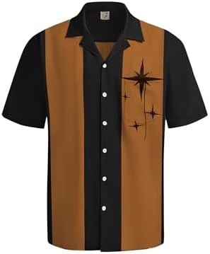 Amazon.com: Men's 50's Retro Short-Sleeve Black Pink Bowling Shirt