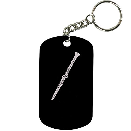 Personalized Engraved Custom Clarinet 2-inch Colored Anodized Aluminum Customizable Keychain Dog Tag, Black