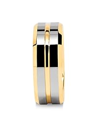 Anillo de tungsteno para hombre 100S Jewelry, alianzas de boda doradas y plateadas de dos tonos, línea central acanalada, tamaño 6-16