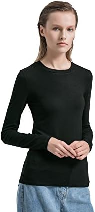 WOSALBAWomens Basic Long Sleeve Crew Neck Comfy Layering Slim Fit Stretch Henley Tees Shirts Top