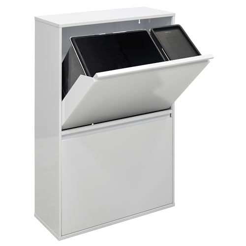 ARREGUI Basic CR601-B2 Mülltrennsystem aus Stahl | 4 Fächer Mülleimer für die Küche | 1 Extra Großer Eimer | 23+11+17+17 L (68L) | 4 Fach Abfalleimer