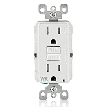 Leviton GFWT1-W Self-test SmartlockPro Slim GFCI Weather-Resistant and Tamper-Resistant Receptacle with LED Indicator, 15-Amp, White