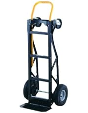 Harper Trucks 700 lb Capacity Glass Filled Nylon Convertible Hand Truck and Dolly with 10" Pneumatic Wheels , Black with yellow handle - PGDYK1635PKD