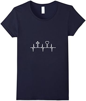 Women's Christian Heartbeat T-Shirt XL Navy