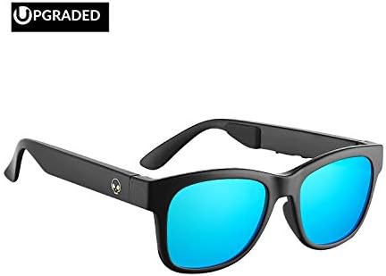 Horizon Outdoor Alien 5 Bone Conduction Glasses Wireless Bluetooth 4.1 Headphones Polarized Sunglasses Myopia Waterproof Wireless Headset Hearing Aid for iOS Android Brilliant Black Frame(Blue Ray)