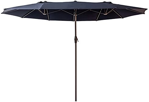 Flame Shade 15 Ft Twin Outdoor Patio Umbrella Navy Blue Garden Outdoor Amazon Com
