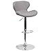 Flash Furniture Denville 2 Pack Contemporary Gray Fabric Adjustable Height Barstool with Curved Back and Chrome Base