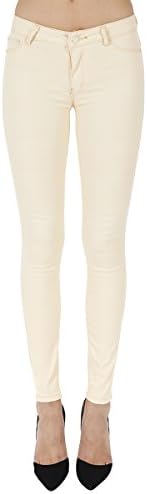 Anymore Jeans Women's Skinny Uniform Color Butt Lift Jeans (9, Cream)