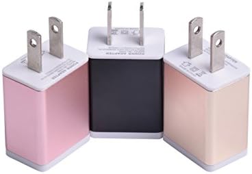 USB Wall Charger, URmaker 3Pack 5V/1A Universal Portable Travel Adapter High Speed USB Charger Plug for iPhone 7, 7 Plus, 6S, 6S Plus, iPad, Samsung S8 S7, LG G5 G4, HTC and More, Black Gold Rose Gold