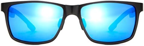 Sodear Classic Polarized Sunglasses High-Definition Visual Uv400 Full Glare Barrier Black Frame Blue Mirrored Lens