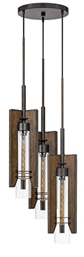 CAL Lighting & Accessories FX-3690-3 Almeria 3 Light 14 inch Pine and Iron Pendant Ceiling Light