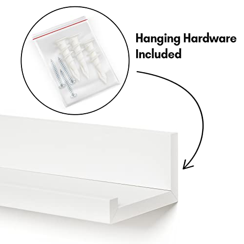 Americanflat 24 Inch White Floating Shelf with Lip Long Wall Mounted