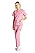 Dagacci Medical Uniform Womens Medical Scrub Set Shirt Top and Pant, Rose_pink, Small, Short Sleeve