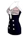 Ekouaer Womens One Piece Swimsuits Vintage Striped Skirt Bathing Suit Vintage Retro Push Up Swimwear