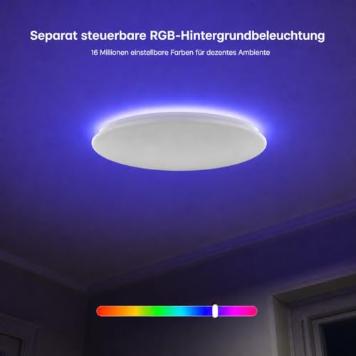 Yeelight Smart Ceiling Light 50 cm, 4500 LM 50 W Dimmable LED Ceiling Light with Separate RGB Light, Quick Assembly, 16 m DIY Colours, 2700 K - 6500 K, Compatible with Alexa & Google, App/Remote